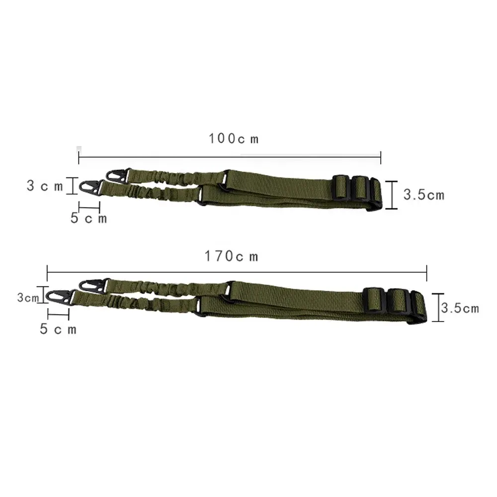 Double Point Tactical Rifle Sling with Metal Hooks Nylon Adjustable Gun Shoulder Straps for Men Outdoors Hunting Shooting Combat