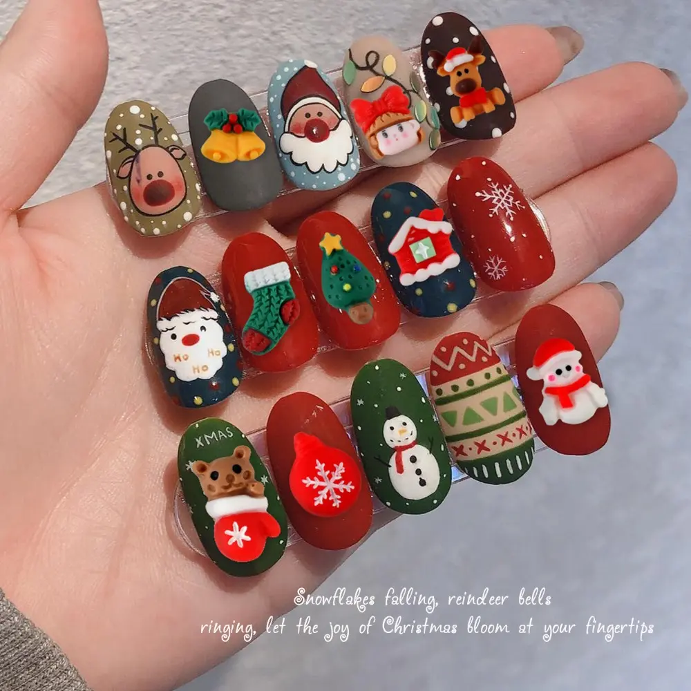 Christmas and Halloween Nail Charms Resin Cartoon Snowflake Elk Ghost Pumpkin Design for Nail Art Accessories DIY Crafts Designs