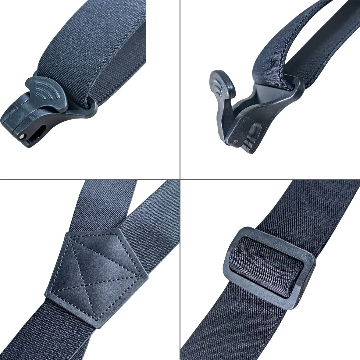 Men's Heavy Duty Big Tall Suspenders for Work, 3.8cm/1.5inch X-back 4 Strong Plastic Clips Adjustable Elastic Trouser Braces