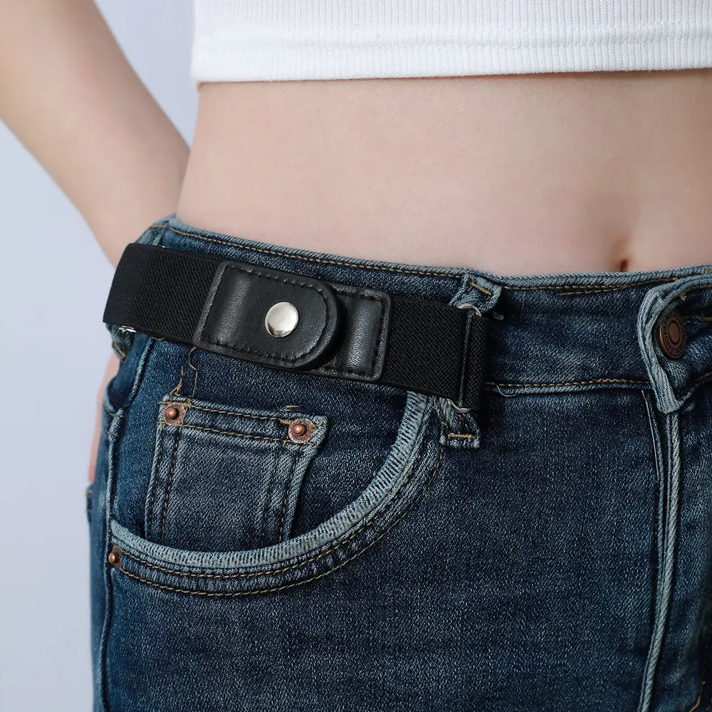 2pcs No Buckle Stretch Belt for Women Men Girls Boys Junior Jeans Pants Comfortable Buckle Free Invisible Elastic Waist Belt