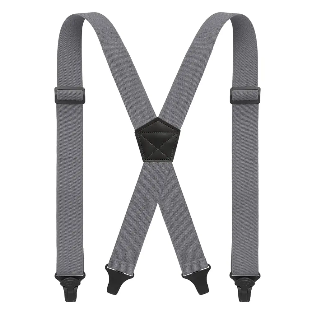 Men's Heavy Duty Big Tall Suspenders for Work, 3.8cm/1.5inch X-back 4 Strong Plastic Clips Adjustable Elastic Trouser Braces