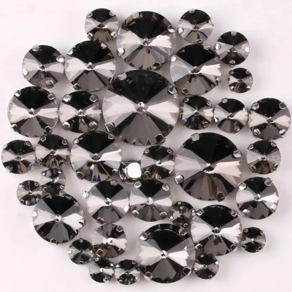 50pcs/Set Round Crystal Glass Beads Mixed Size Rhinestone Hand Sew On Stone Diamond for Dress Garment Jewelry Making DIY Crafts