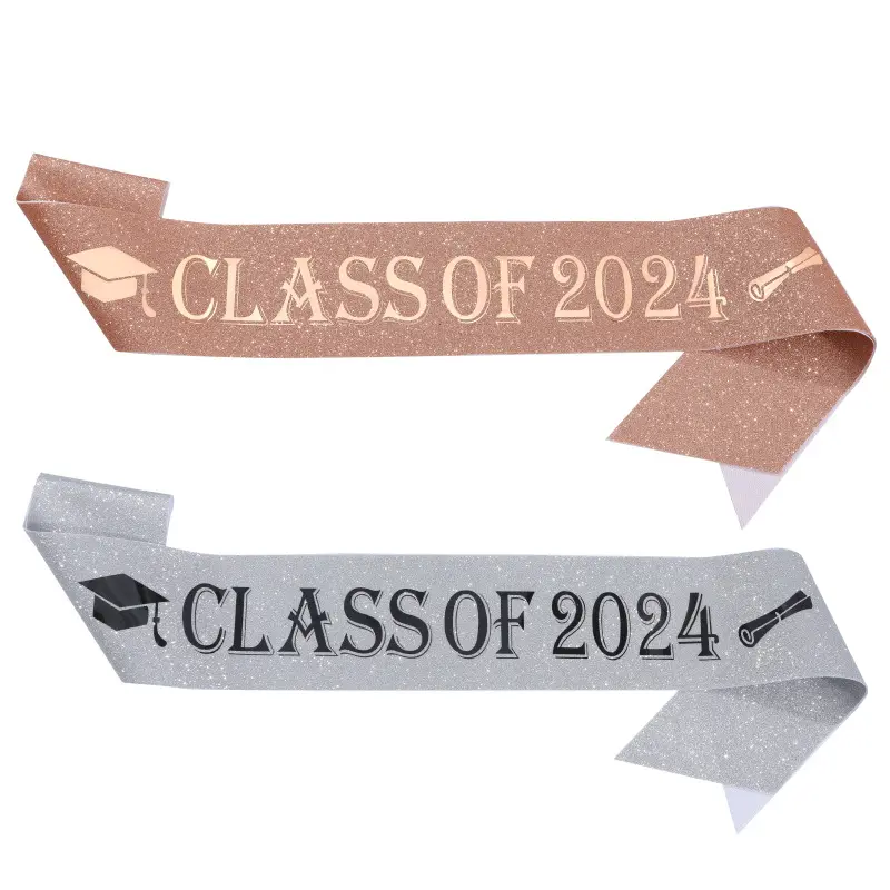 Graduation Decorations Class of 2024 Sash Glitter Blue Black Congratulations Graduation Party Decoration Supplies Favor Gifts