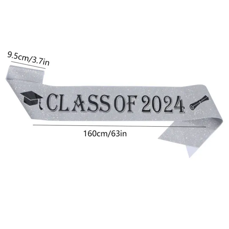 Graduation Decorations Class of 2024 Sash Glitter Blue Black Congratulations Graduation Party Decoration Supplies Favor Gifts