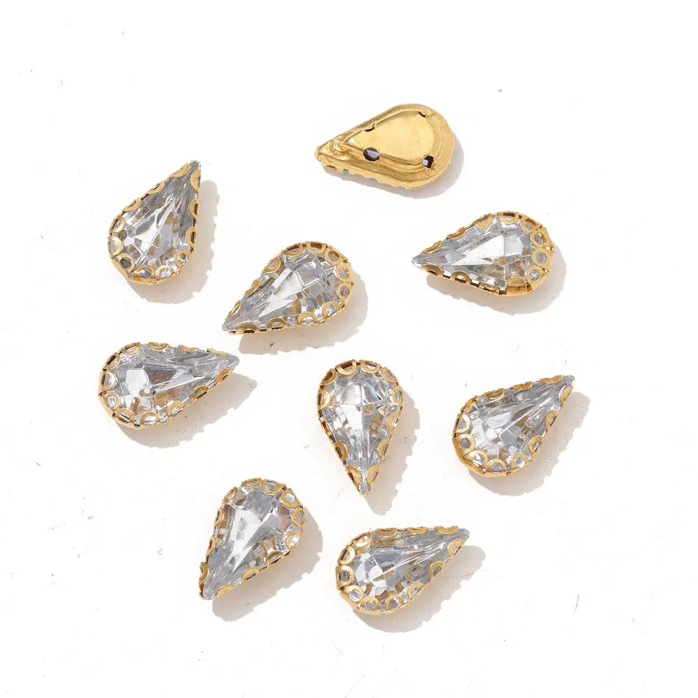 100pcs/Set Melon Seed Rhinestone Hand Sew On Stones Diamonds Crystal Glass Beads Mixed Size for Dress Jewelry Making DIY Crafts