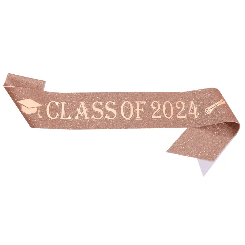 Graduation Decorations Class of 2024 Sash Glitter Blue Black Congratulations Graduation Party Decoration Supplies Favor Gifts