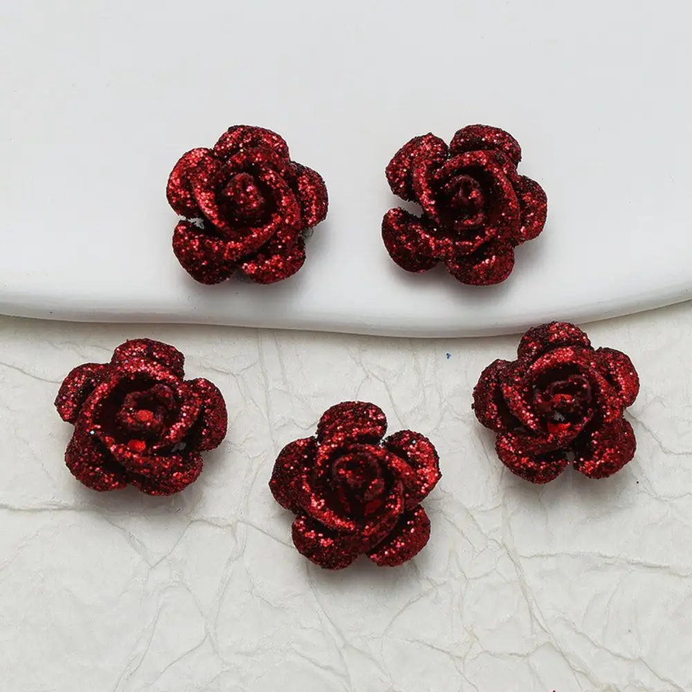20pcs/Set 15mm Glitter Resin Colorful Rose Flower Flatback Rhinestone Stone Figurines Scrapbook DIY Craft Decor Home Accessories
