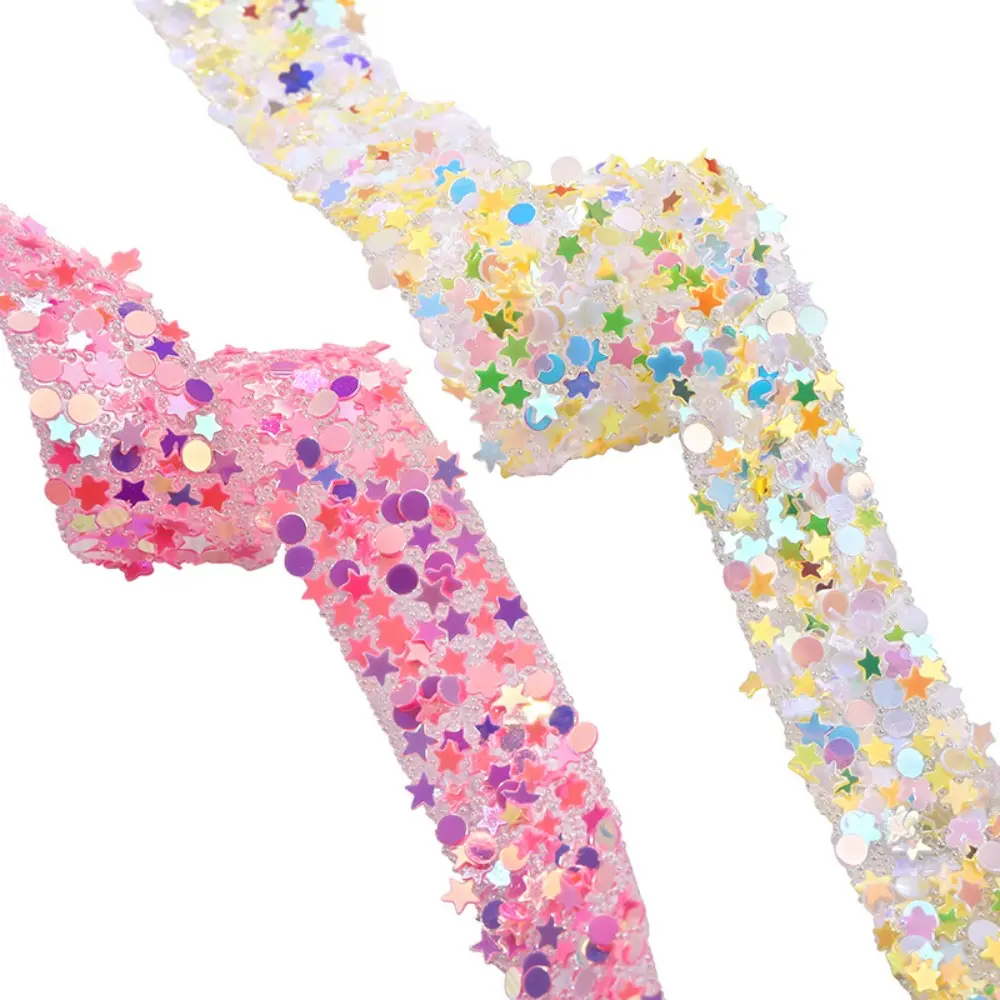1 Yard 12mm Star Sequins Strips Ribbon Self Adhesive Tape Double Sided Diamond Roll Stickers for DIY Crafts Birthday Decoration
