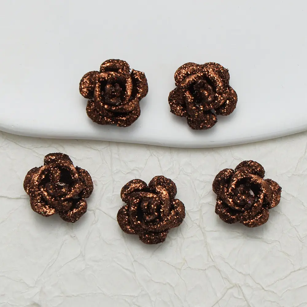 20pcs/Set 15mm Glitter Resin Colorful Rose Flower Flatback Rhinestone Stone Figurines Scrapbook DIY Craft Decor Home Accessories