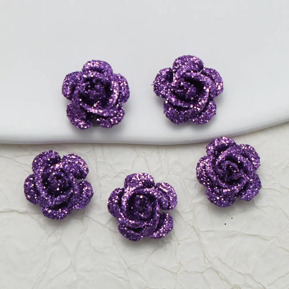 20pcs/Set 15mm Glitter Resin Colorful Rose Flower Flatback Rhinestone Stone Figurines Scrapbook DIY Craft Decor Home Accessories