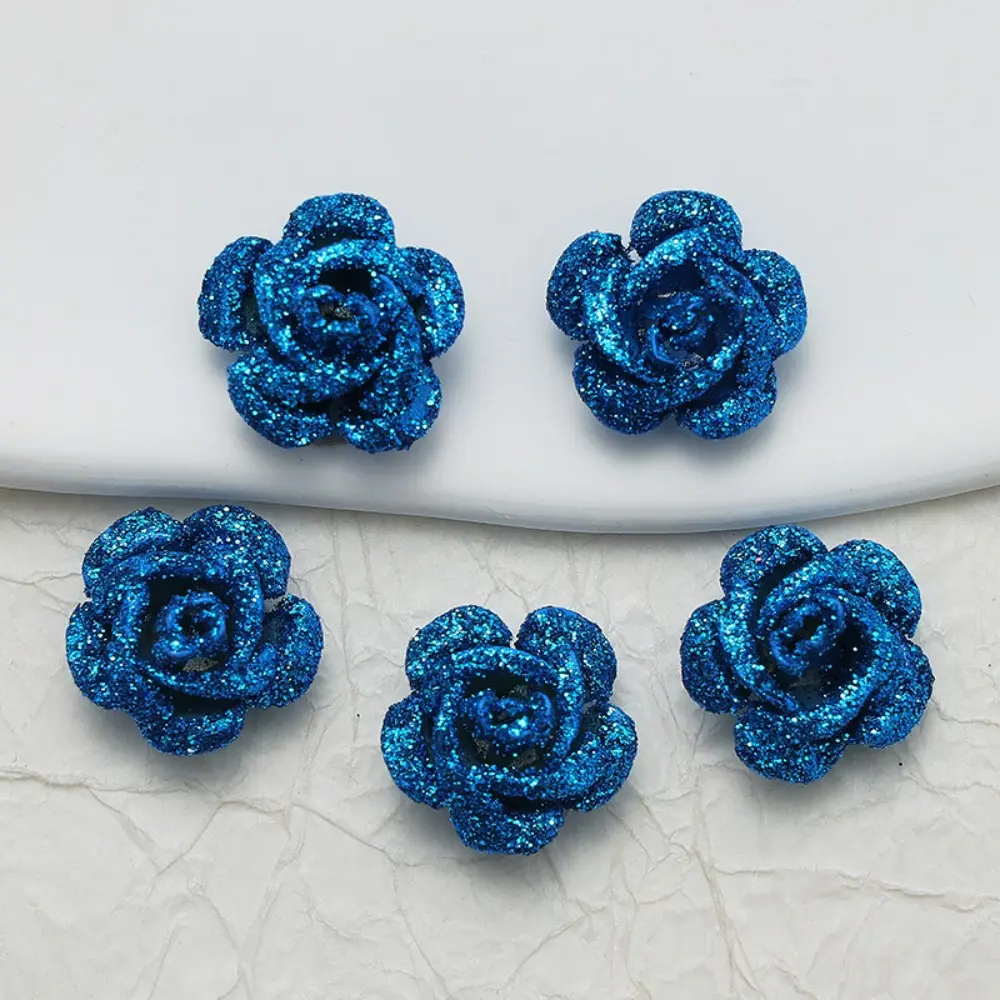20pcs/Set 15mm Glitter Resin Colorful Rose Flower Flatback Rhinestone Stone Figurines Scrapbook DIY Craft Decor Home Accessories