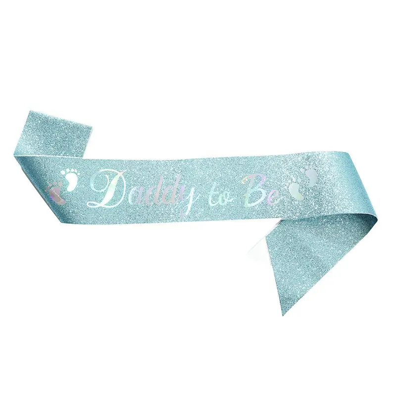 Mommy to Be and Daddy To Be Glitter Satin Sash Gifts for New Dad Mom Gender Reveal Baby Shower Party Favor Decorations Supplies