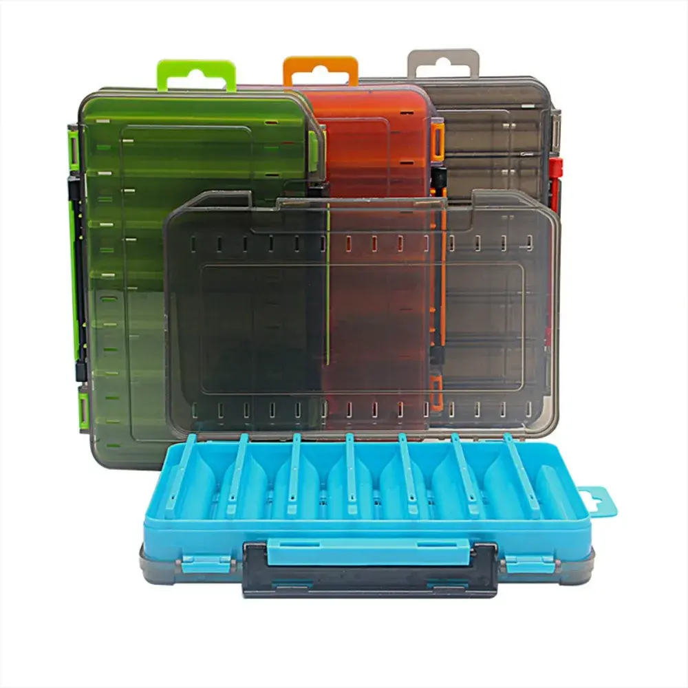 Double Layer Portable Lure Hook Box 14 Compartment Fishing Tackle Box Lure Baits Container Storage Case Fishing Gear Accessories