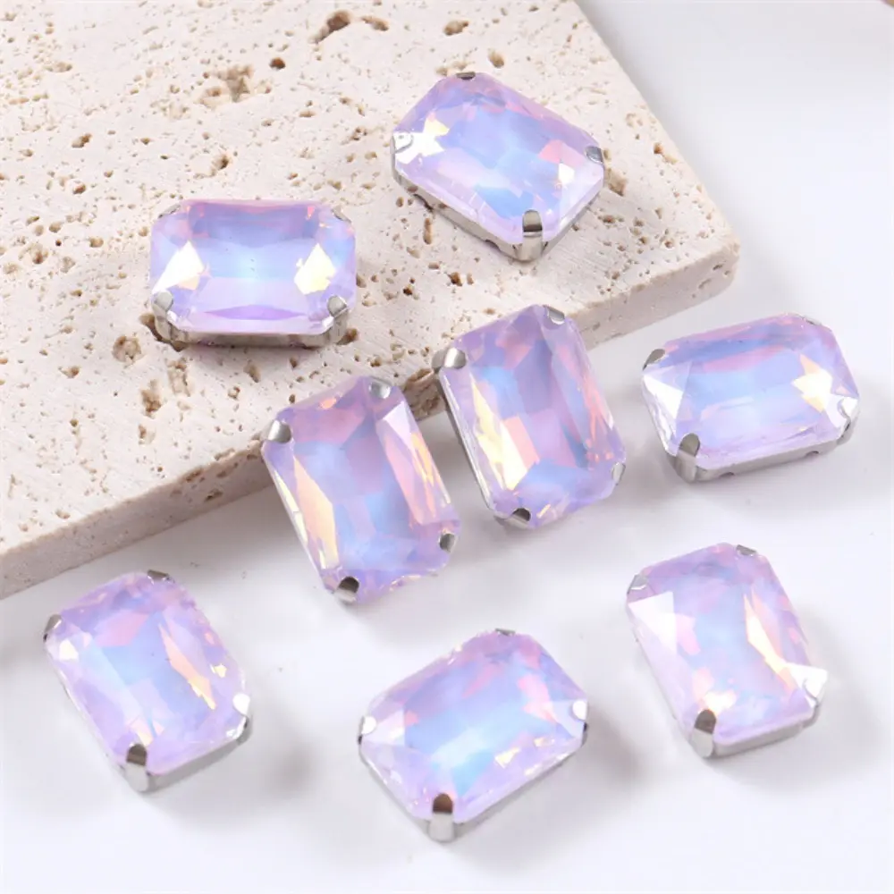 10pcs/Set Rectangular Crystal Glass Beads Rhinestone Hand Sew On Stones Diamonds for Dress Bags Shoes Jewelry Making DIY Crafts