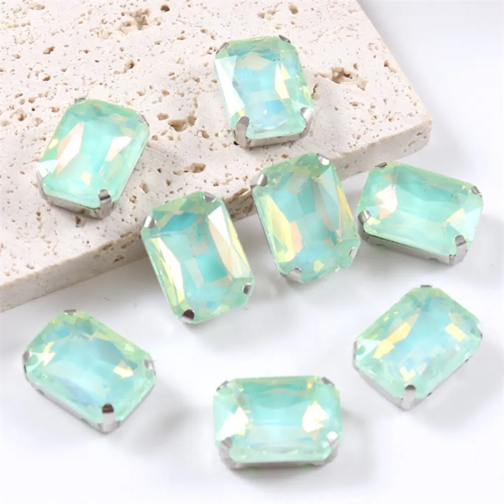 10pcs/Set Rectangular Crystal Glass Beads Rhinestone Hand Sew On Stones Diamonds for Dress Bags Shoes Jewelry Making DIY Crafts