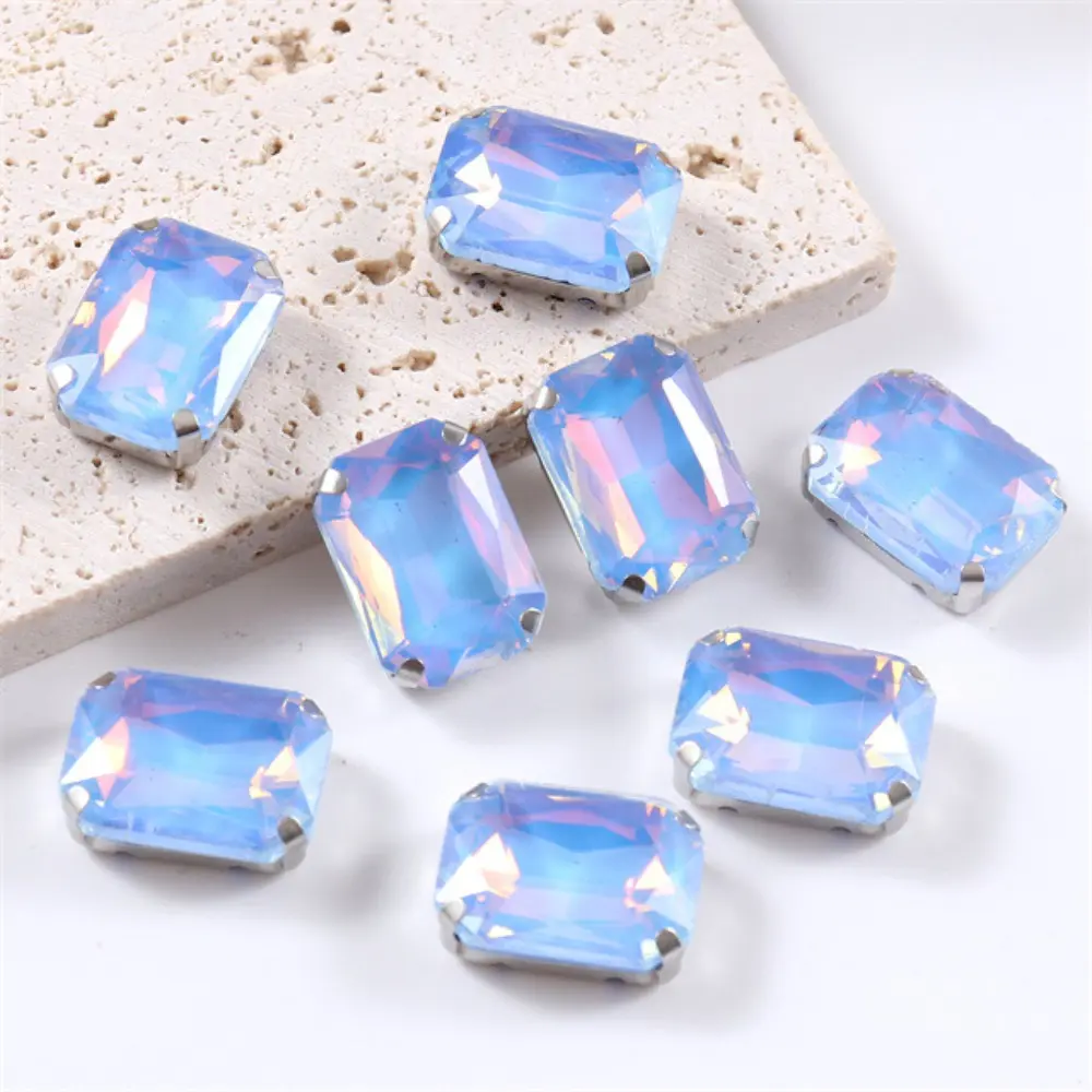 10pcs/Set Rectangular Crystal Glass Beads Rhinestone Hand Sew On Stones Diamonds for Dress Bags Shoes Jewelry Making DIY Crafts
