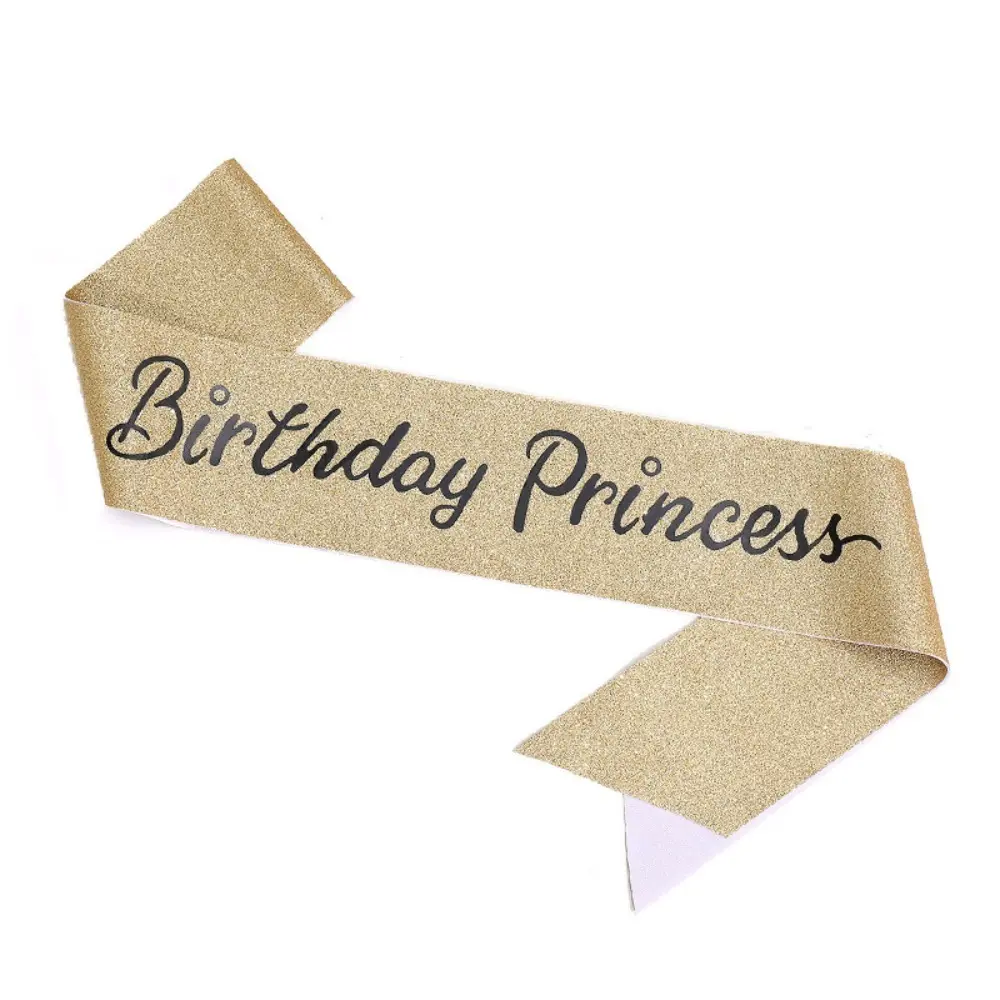 Glitter Birthday Princess Sash Birthday Sashes for Girls Women 16th 18th 21st 30th 40th Happy Birthday Party Decoration Supplies