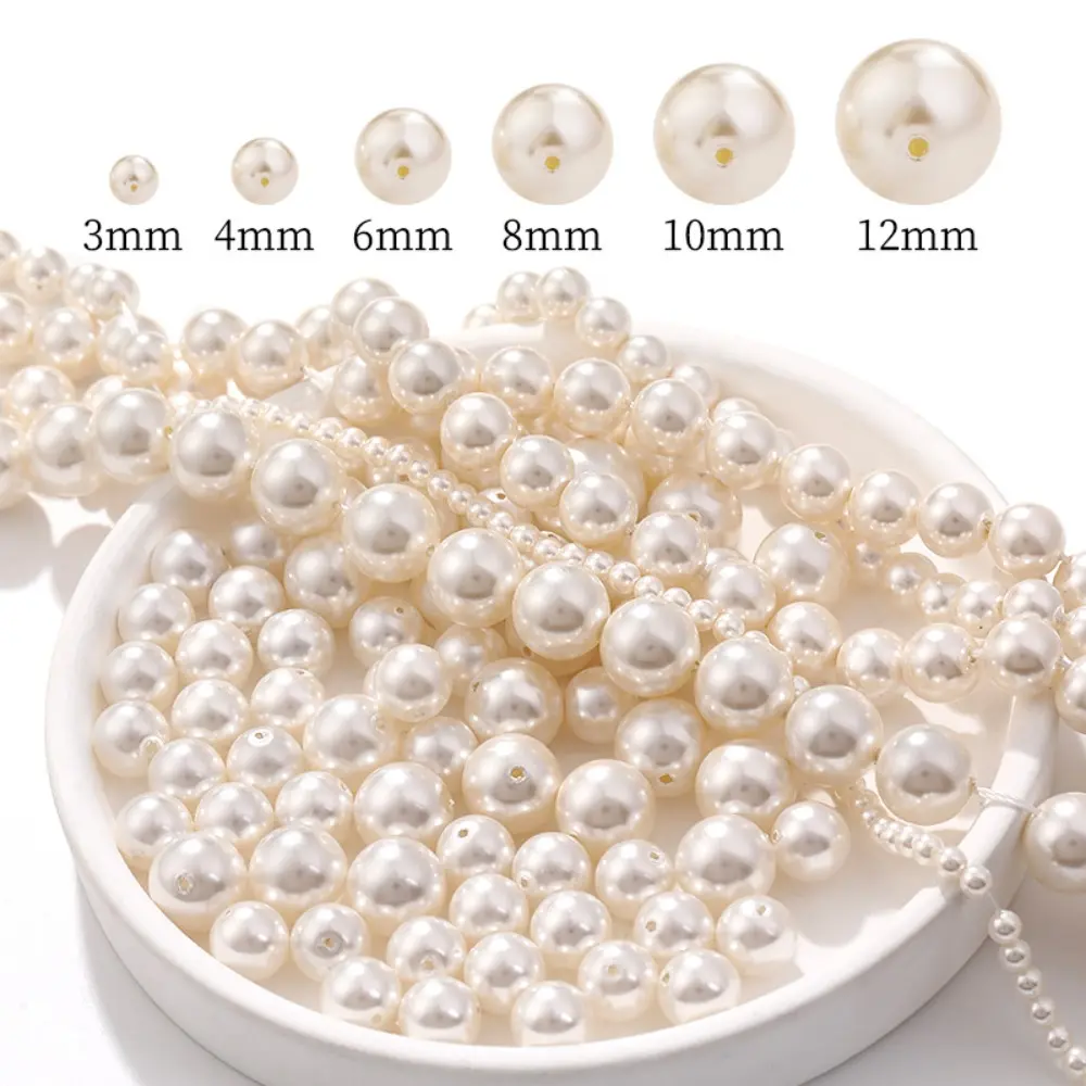 3/4/6/8/10/12mm Imitation Pearl Beads With Hole Round Spacer Beads for Handmade Necklace Bracelet DIY Jewelry Making Accessories