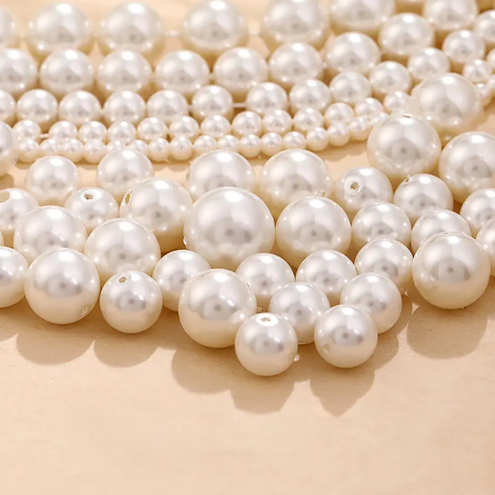 3/4/6/8/10/12mm Imitation Pearl Beads With Hole Round Spacer Beads for Handmade Necklace Bracelet DIY Jewelry Making Accessories