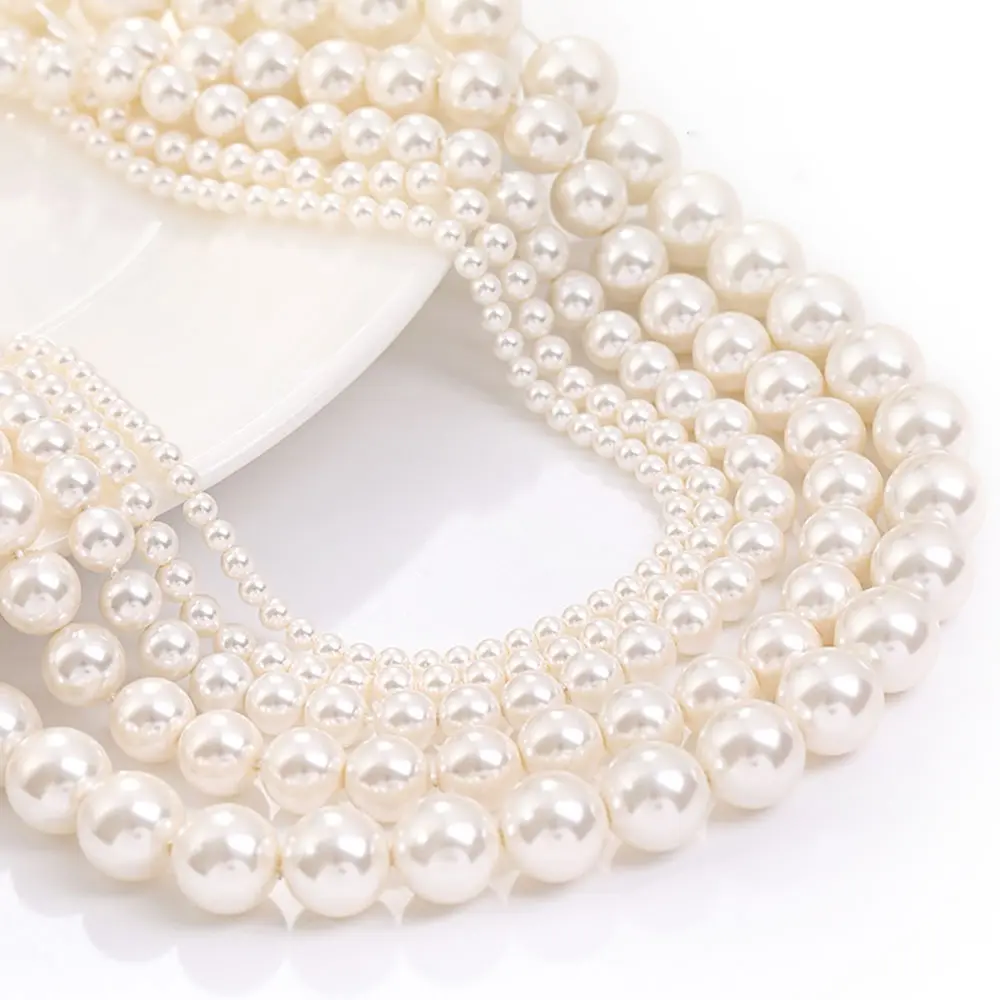 3/4/6/8/10/12mm Imitation Pearl Beads With Hole Round Spacer Beads for Handmade Necklace Bracelet DIY Jewelry Making Accessories