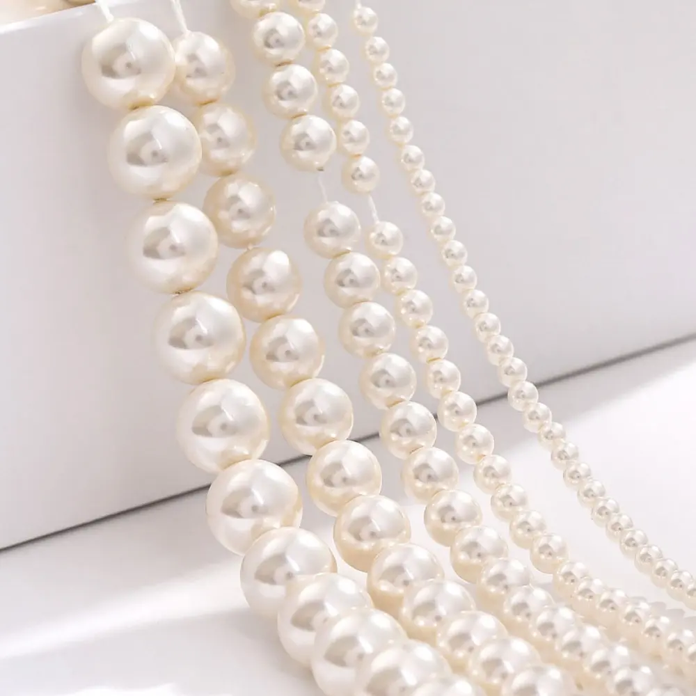 3/4/6/8/10/12mm Imitation Pearl Beads With Hole Round Spacer Beads for Handmade Necklace Bracelet DIY Jewelry Making Accessories