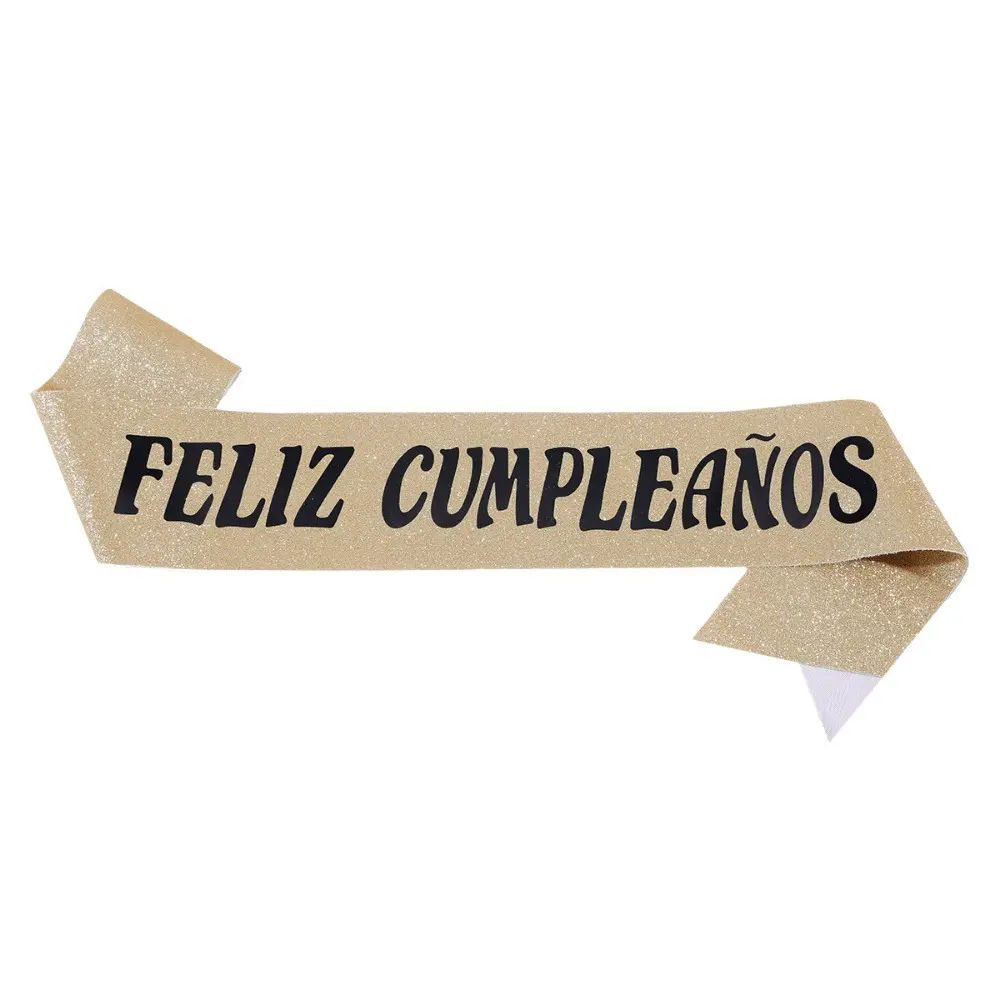 Feliz Cumpleanos Sash Glitter Happy Birthday Sash Spanish Carnival Mexico Theme Birthday Party Decoration Supplies Rose Gold