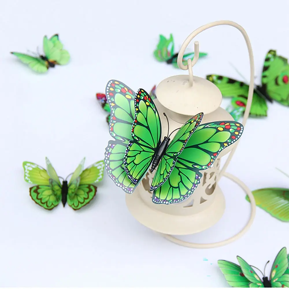 24pcs/Set Double Layer Butterfly Wall Stickers 3D Colorful Butterflies Decals for Crafts DIY Living Room Wall Home Decorations
