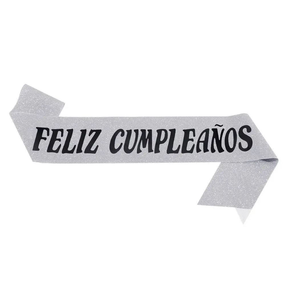 Feliz Cumpleanos Sash Glitter Happy Birthday Sash Spanish Carnival Mexico Theme Birthday Party Decoration Supplies Rose Gold