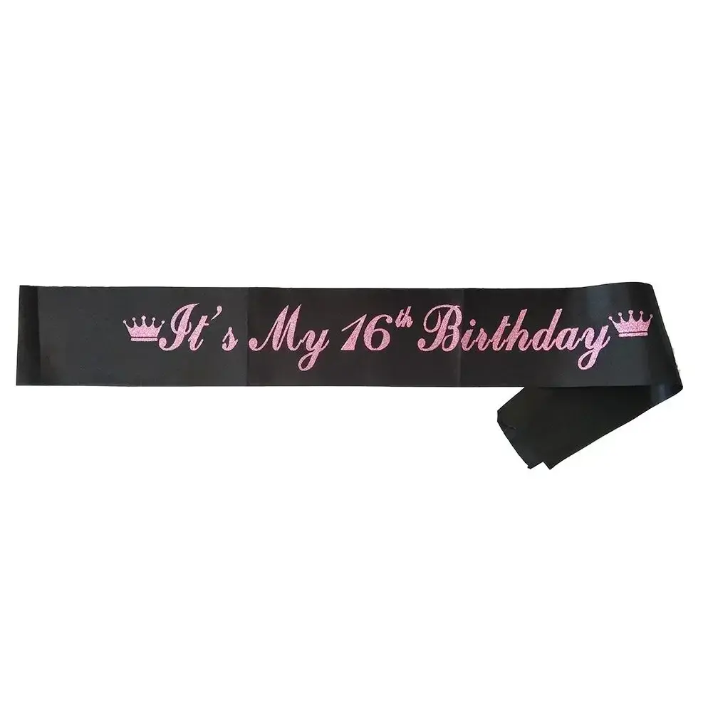 Its My 13th 16th 18th 20st Birthday Sash Black Pink Satin Sashes for Girls Happy 13 16 18 20 Birthday Party Decoration Supplies