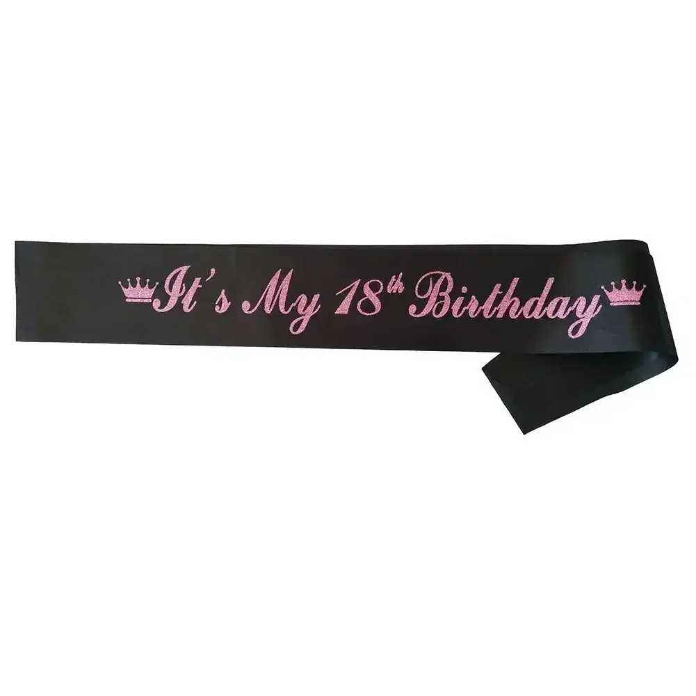 Its My 13th 16th 18th 20st Birthday Sash Black Pink Satin Sashes for Girls Happy 13 16 18 20 Birthday Party Decoration Supplies