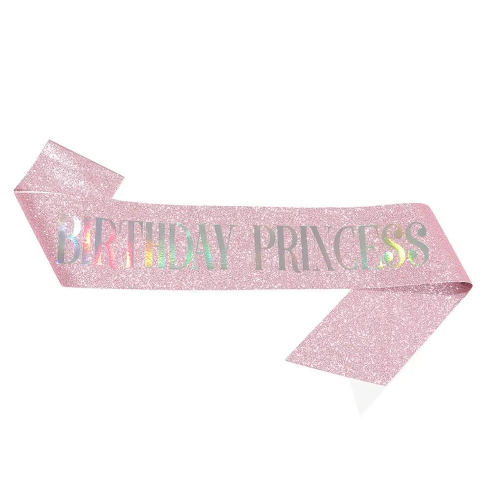 Glitter Birthday Princess Sash Gifts for Girls Women 16th 18th 20th 21st 30th 40th 50th Happy Birthday Party Decoration Supplies