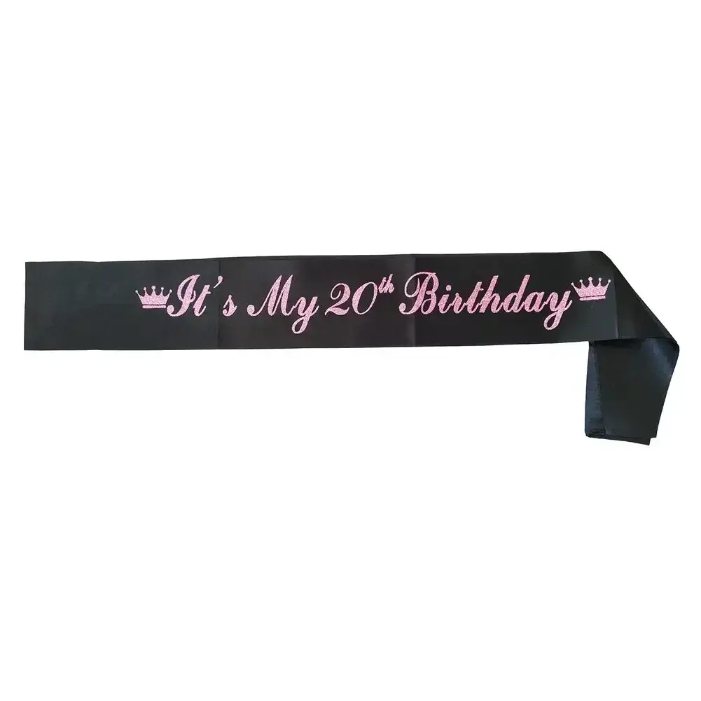 Its My 13th 16th 18th 20st Birthday Sash Black Pink Satin Sashes for Girls Happy 13 16 18 20 Birthday Party Decoration Supplies
