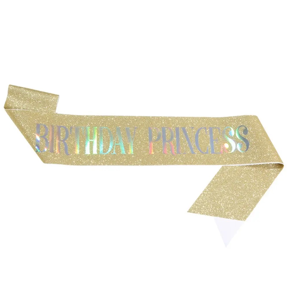 Glitter Birthday Princess Sash Gifts for Girls Women 16th 18th 20th 21st 30th 40th 50th Happy Birthday Party Decoration Supplies