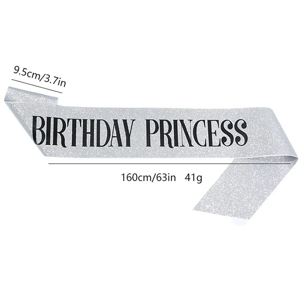 Glitter Birthday Princess Sash Gifts for Girls Women 16th 18th 20th 21st 30th 40th 50th Happy Birthday Party Decoration Supplies
