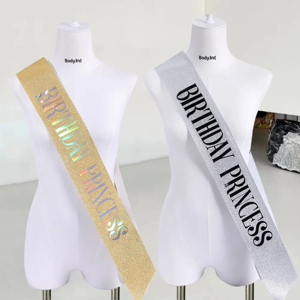 Glitter Birthday Princess Sash Gifts for Girls Women 16th 18th 20th 21st 30th 40th 50th Happy Birthday Party Decoration Supplies