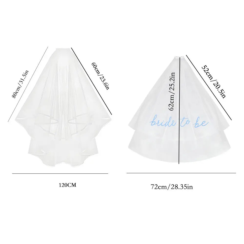 Bride To Be Veil White Black Double Layer Bride To Be Veil with Comb for Hen Bachelorette Bridal Shower Wedding Party Decoration