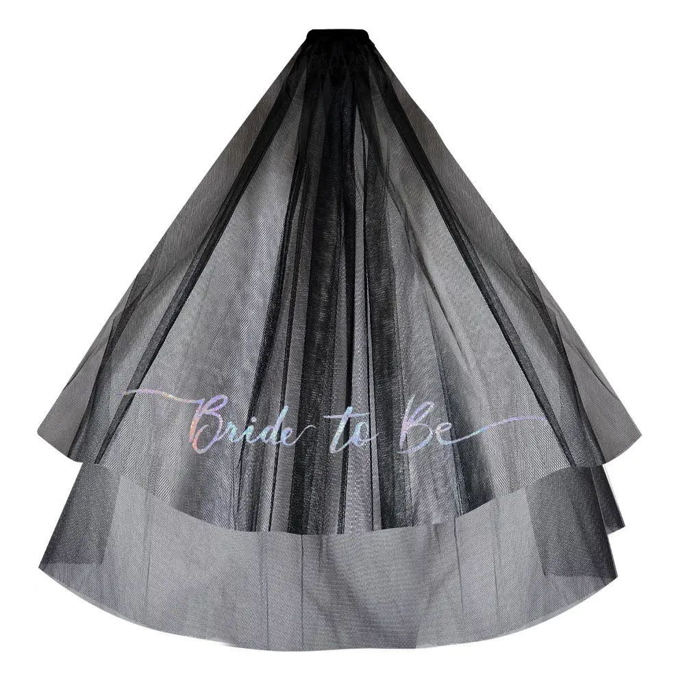 Bride To Be Veil White Black Double Layer Bride To Be Veil with Comb for Hen Bachelorette Bridal Shower Wedding Party Decoration