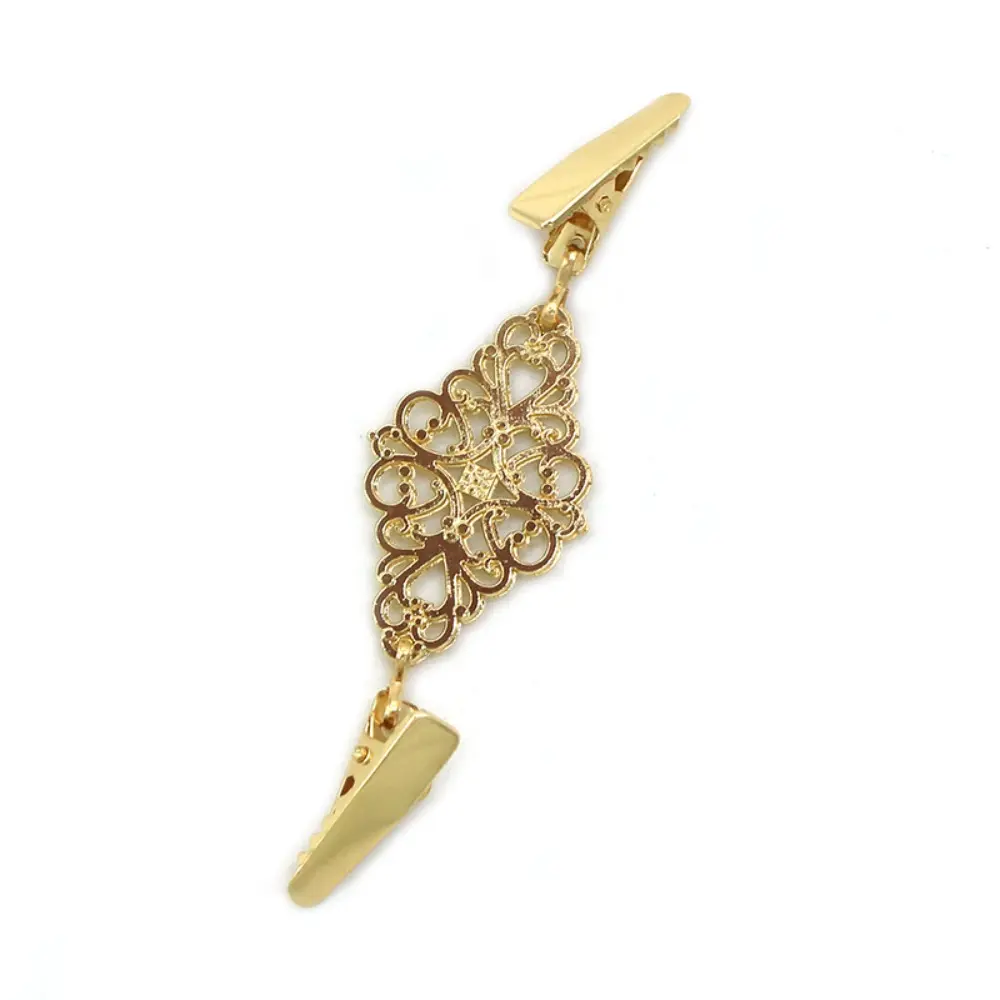 Retro Sweater Clips Fasteners Flower Pattern Cardigan Dress Shirts Collar Brooch Clips Back Cinch Clip for Women Girls Clothing