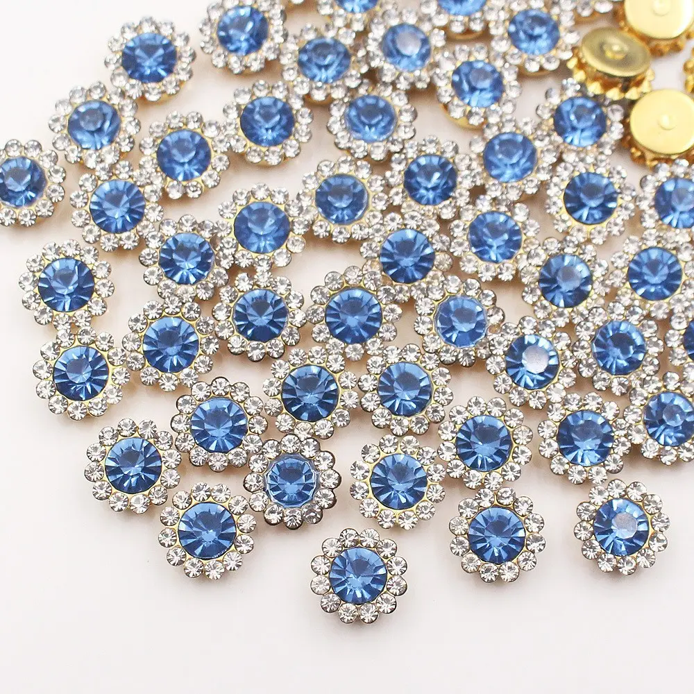 100 Pcs Mixed Colors Sew on Rhinestones 8mm-12mm Flower Crystals Glass Flatback Claw Rhinestones for DIY Clothes Shoes Hats Bags