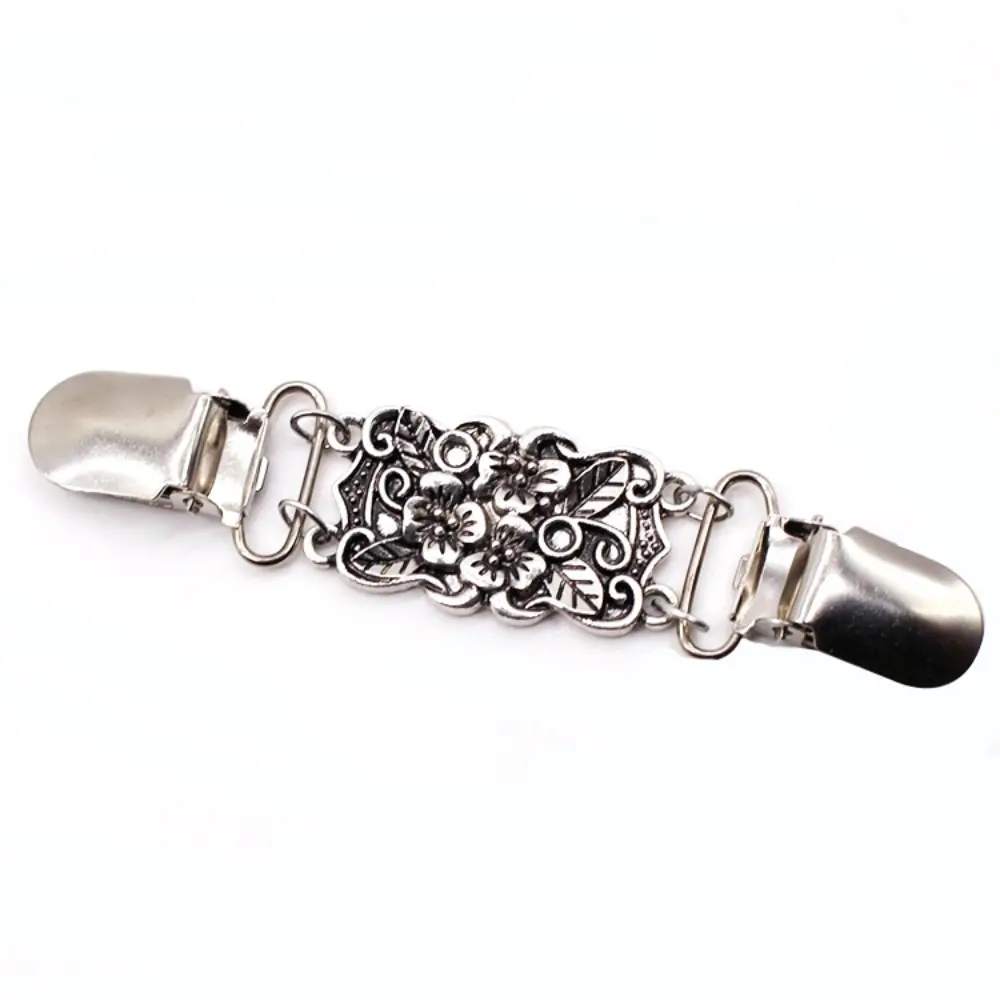 Retro Cardigan Clips Fasteners Flower Pattern Back Cinch Clips Sweater Shawl Dress Collar Brooch Clips for Women Girls Clothing
