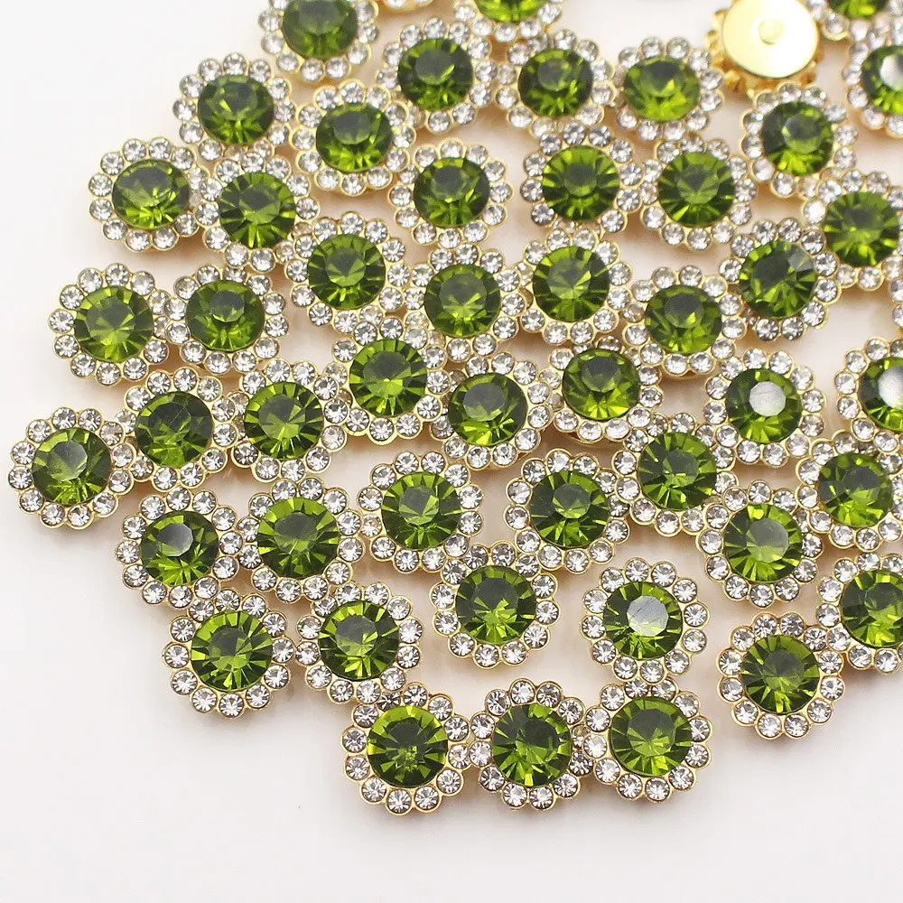 100 Pcs Mixed Colors Sew on Rhinestones 8mm-12mm Flower Crystals Glass Flatback Claw Rhinestones for DIY Clothes Shoes Hats Bags
