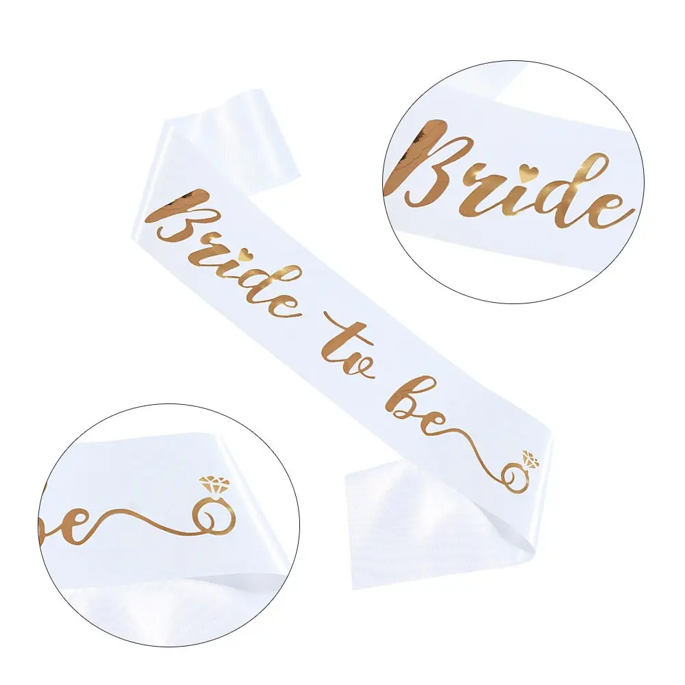 Set of 3pcs Bride To Be Sash Tiara Headband and Veil for Bridal Shower Wedding Hen Bachelorette Party Favor Decorations Supplies