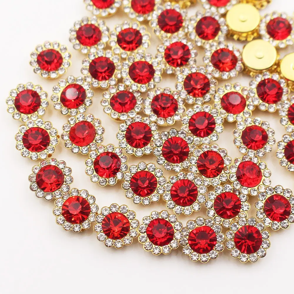 100 Pcs Mixed Colors Sew on Rhinestones 8mm-12mm Flower Crystals Glass Flatback Claw Rhinestones for DIY Clothes Shoes Hats Bags