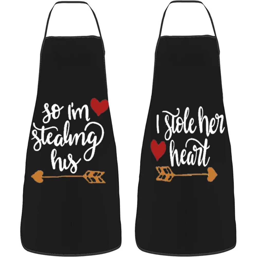 2Pcs/Set Funny Aprons for Couple His and Her Mr & Mrs Kitchen Aprons Set for Baking Cooking Birthday Wedding Engagement Gifts