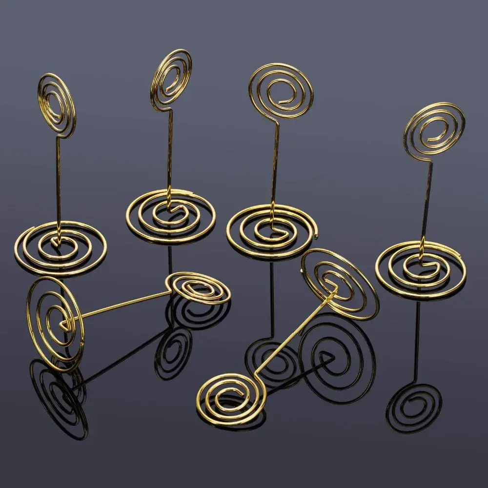 10pcs Gold Swirl Wedding Table Number Name Place Cards Holders Stands Note Menu Clip for Wedding Party Event Banquet Decorations