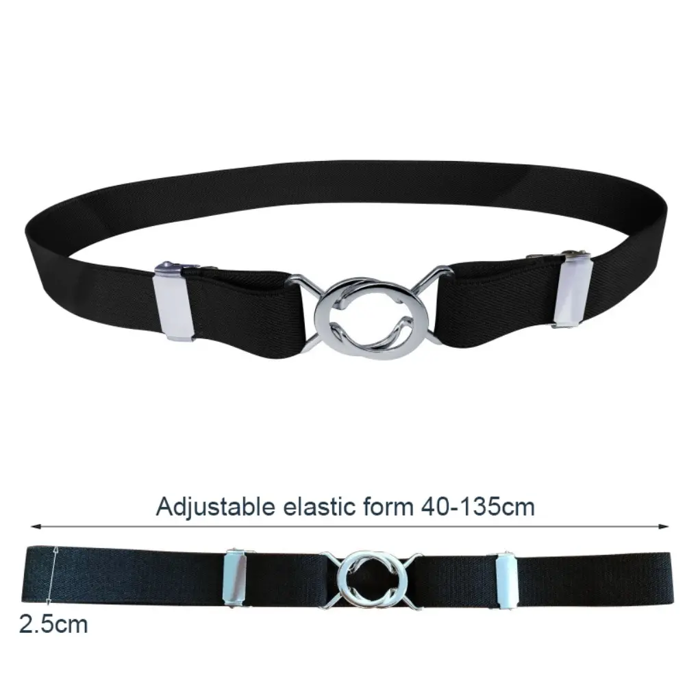 Women's Adjustable Elastic Stretch Belt with Metal Buckle 1 inch Wide Web Belt Waist Belts for Jeans Pants Dress Casual Belts