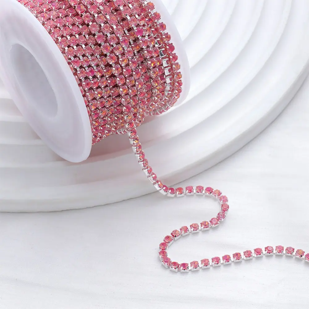 1 Yard 3mm Mocha Crystal Rhinestone Chain Trim Bling Diamonds Rhinestone Chains for Crafts DIY Sewing Jewelry Clothing Wedding