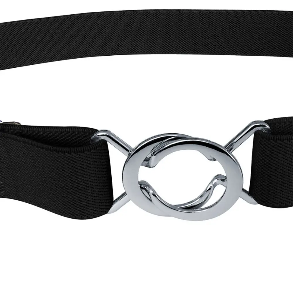Women's Adjustable Elastic Stretch Belt with Metal Buckle 1 inch Wide Web Belt Waist Belts for Jeans Pants Dress Casual Belts