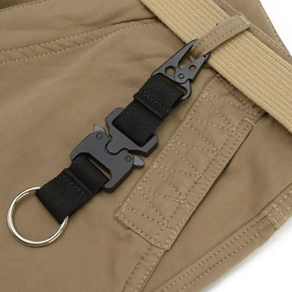Tactical Backpack Hook Keychain Clips Carabiner Belts Key Chain Loop Double-Split Quick Release Hanging Buckle Outdoor Camping