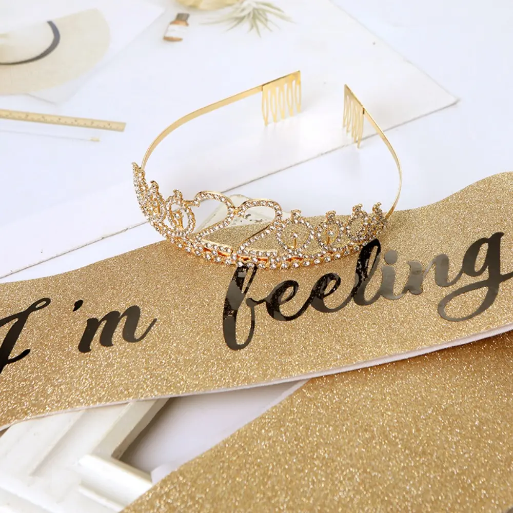 I'm Feeling 22 Tiara and Sash 22nd Birthday Glitter Sash and Crystal Tiara for Girl Happy 22 Birthday Party Supplies Decorations